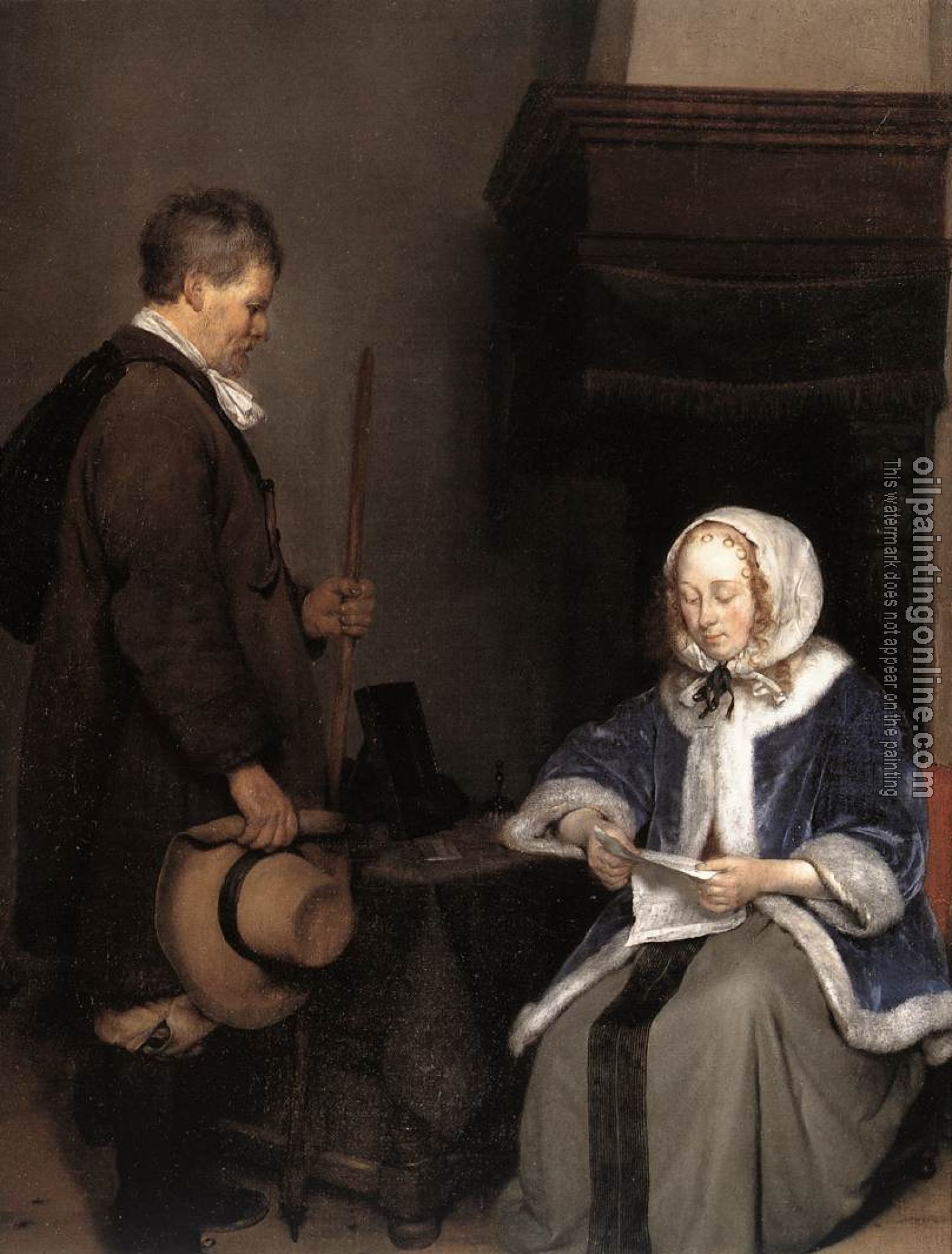 Borch, Gerard Ter - Lady Reading A Letter detail